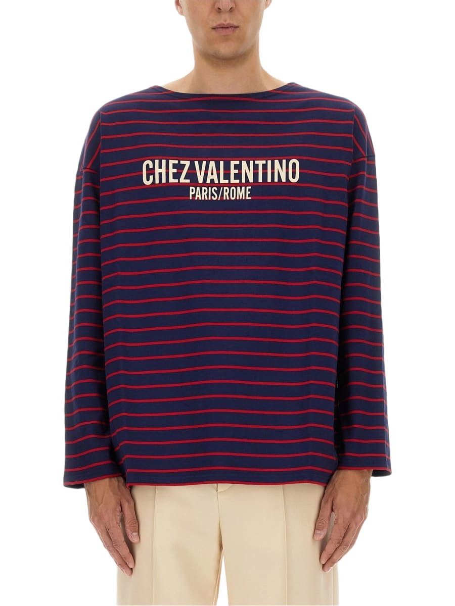 Tシャツ・カットソー STRIPED CHEZ VALENTINO LONG-SLEEVES T-SHIRT VALENTINO GARAVANI - Striped Chez Valentino t-shirt | Leam