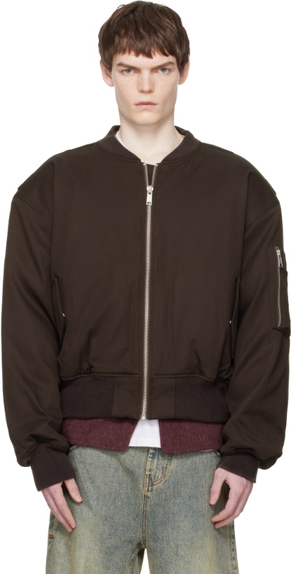 Photo: Entire Studios Brown Cropped Broad Bomber Jacket