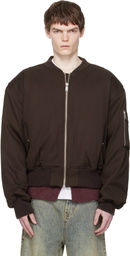 Entire Studios Brown Cropped Broad Bomber Jacket