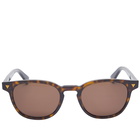 Bottega Veneta Eyewear Men's Bottega Veneta Soft Recycled Acetate Panthos Sunglasses in Havana/Brown