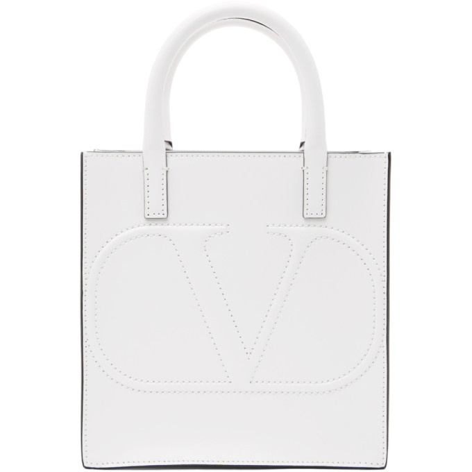 Valentino Garavani VLogo panelled tote bag - White