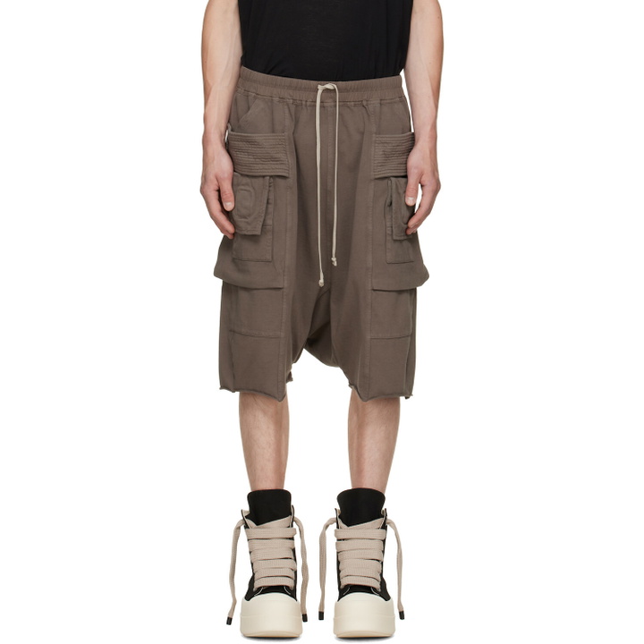 Photo: Rick Owens DRKSHDW Taupe Tower Creatch Cargo Pods Shorts