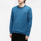 Maison Kitsuné Men's Tonal Fox Head Patch Crew Knit in Sapphire