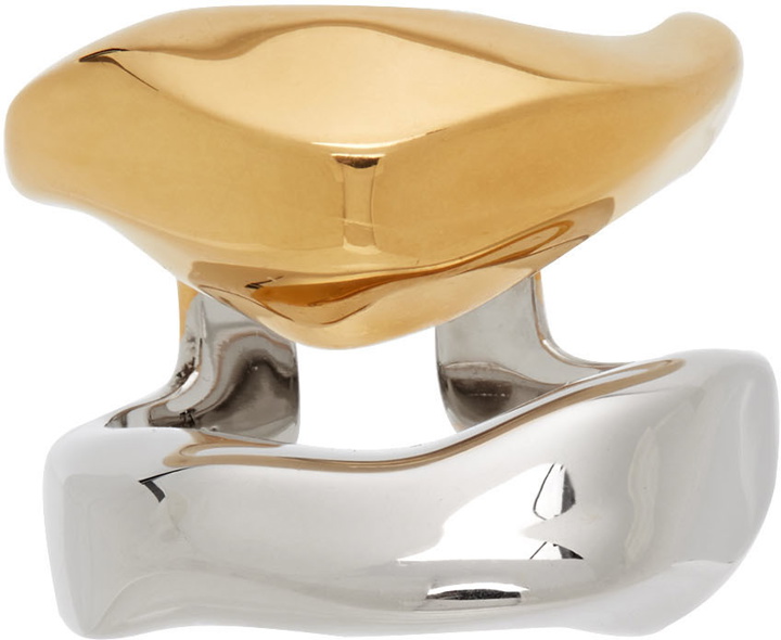 Photo: Alexander McQueen Silver & Gold Molt Stacked Ring