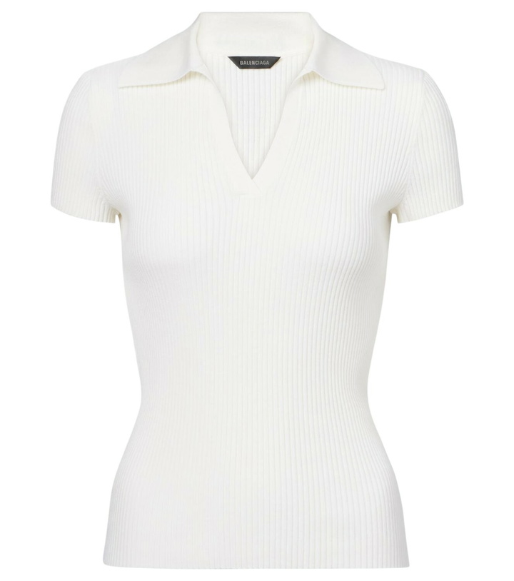 Photo: Balenciaga Ribbed-knit wool-blend polo sweater