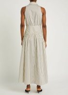 Staud Romy Striped Stretch-cotton Poplin Maxi Shirt Dress White
