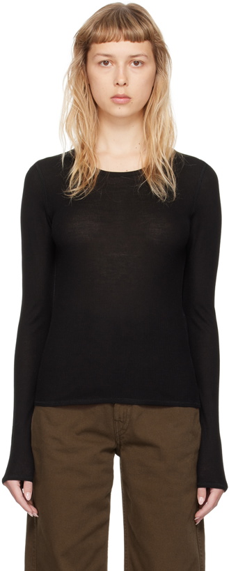 Photo: House of Dagmar Black Round Neck Long Sleeve T-Shirt