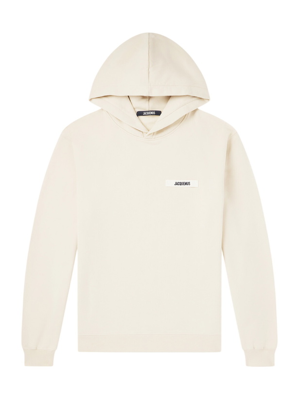 Photo: Jacquemus - Logo-Appliquéd Cotton-Jersey Hoodie - Neutrals