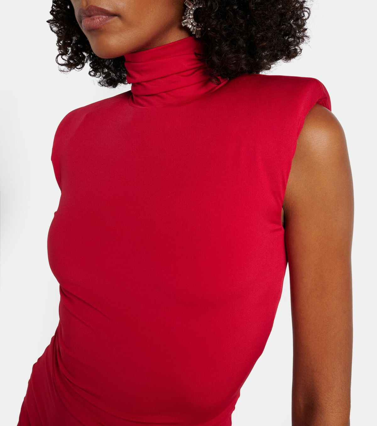 Area Asymmetric embellished midi dress