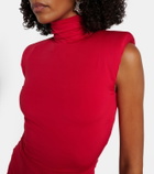 Area Asymmetric embellished midi dress