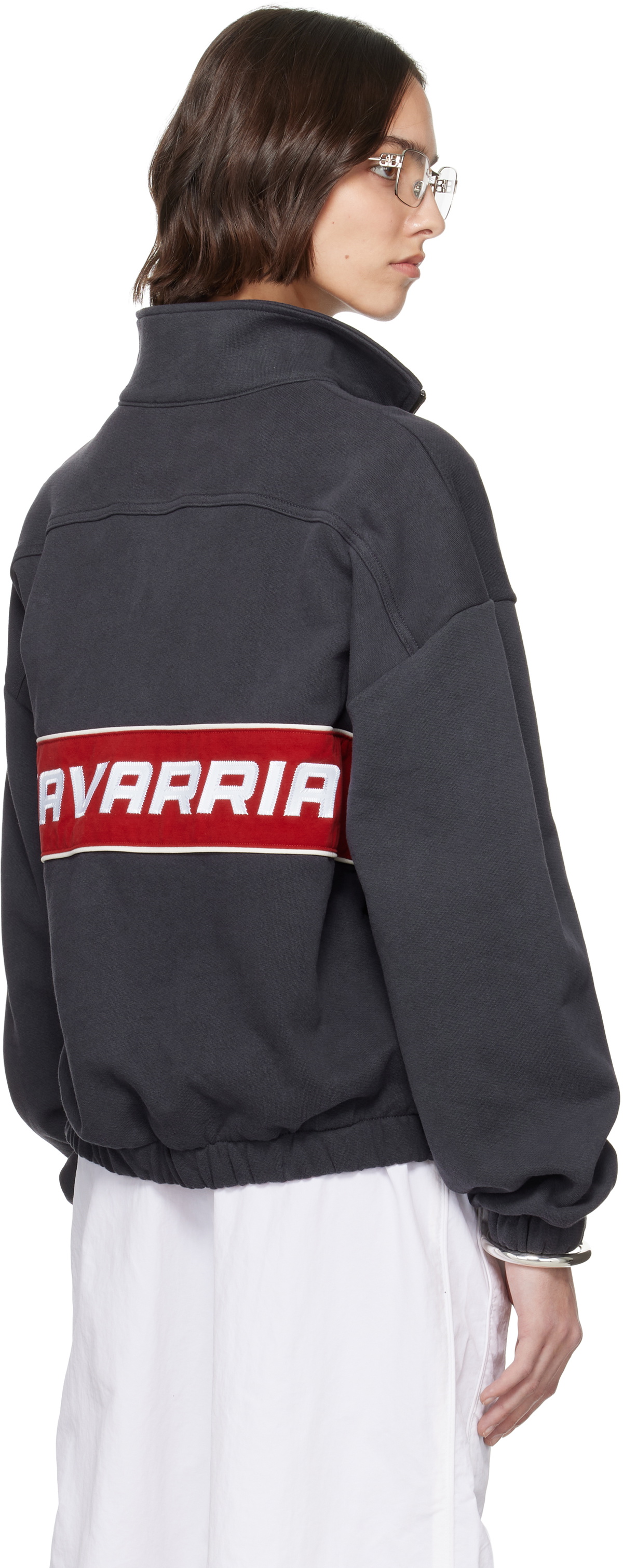 WILLY CHAVARRIA Black 'América' Quarter Zip Sweatshirt