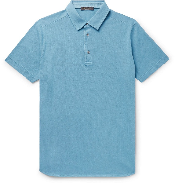 Photo: Loro Piana - Cotton-Piqué Polo Shirt - Blue