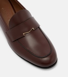 Max Mara Embellished leather penny loafers