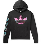 adidas Originals - SPRT Logo-Print Fleece-Back Cotton-Blend Jersey Hoodie - Black