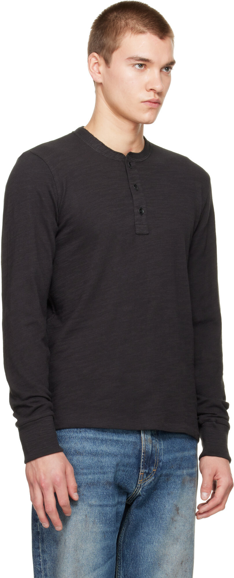 rag & bone Black Classic Slub Henley