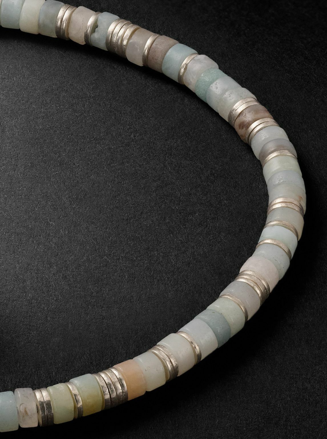 M. Cohen - Tucson Sterling Silver, Amazonite and Cord Beaded Bracelet - White