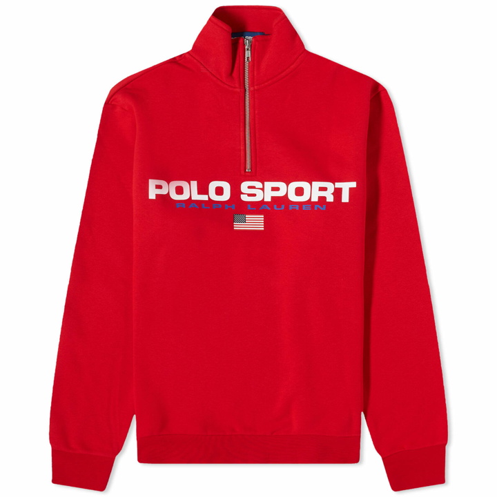 Photo: Polo Ralph Lauren Men's Polo Sport Quarter Zip Sweat in Rl 2000 Red/White