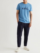 A.P.C. - Logo-Flocked Cotton-Jersey T-Shirt - Blue