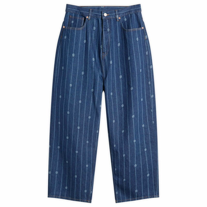 Photo: Drôle de Monsieur Men's Drole De Monsieur Monogram Denim Jeans in Stone Wash