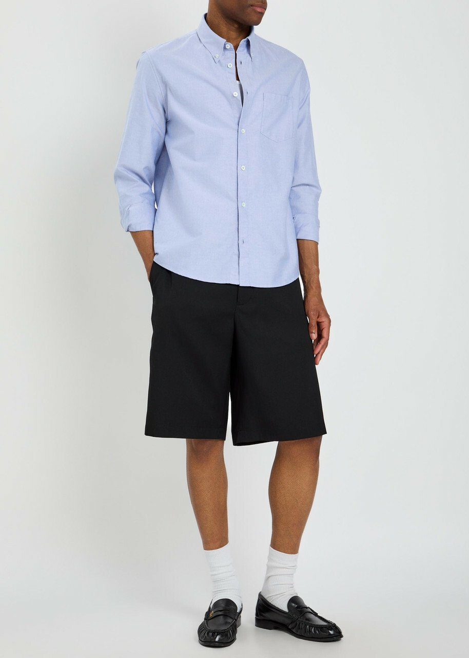 A.P.C. Gary Logo-embroidered Cotton Shirt Light Blue