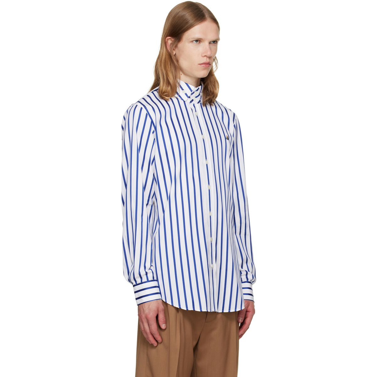 Vivienne Westwood White & Blue Two Button Krall Shirt