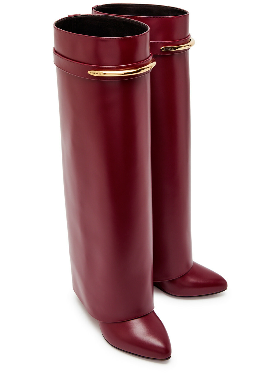 Givenchy Shark 95 Leather Knee-high Boots Burgundy