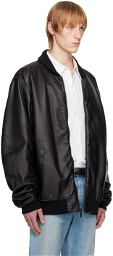 The Row Black Shawn Leather Bomber Jacket