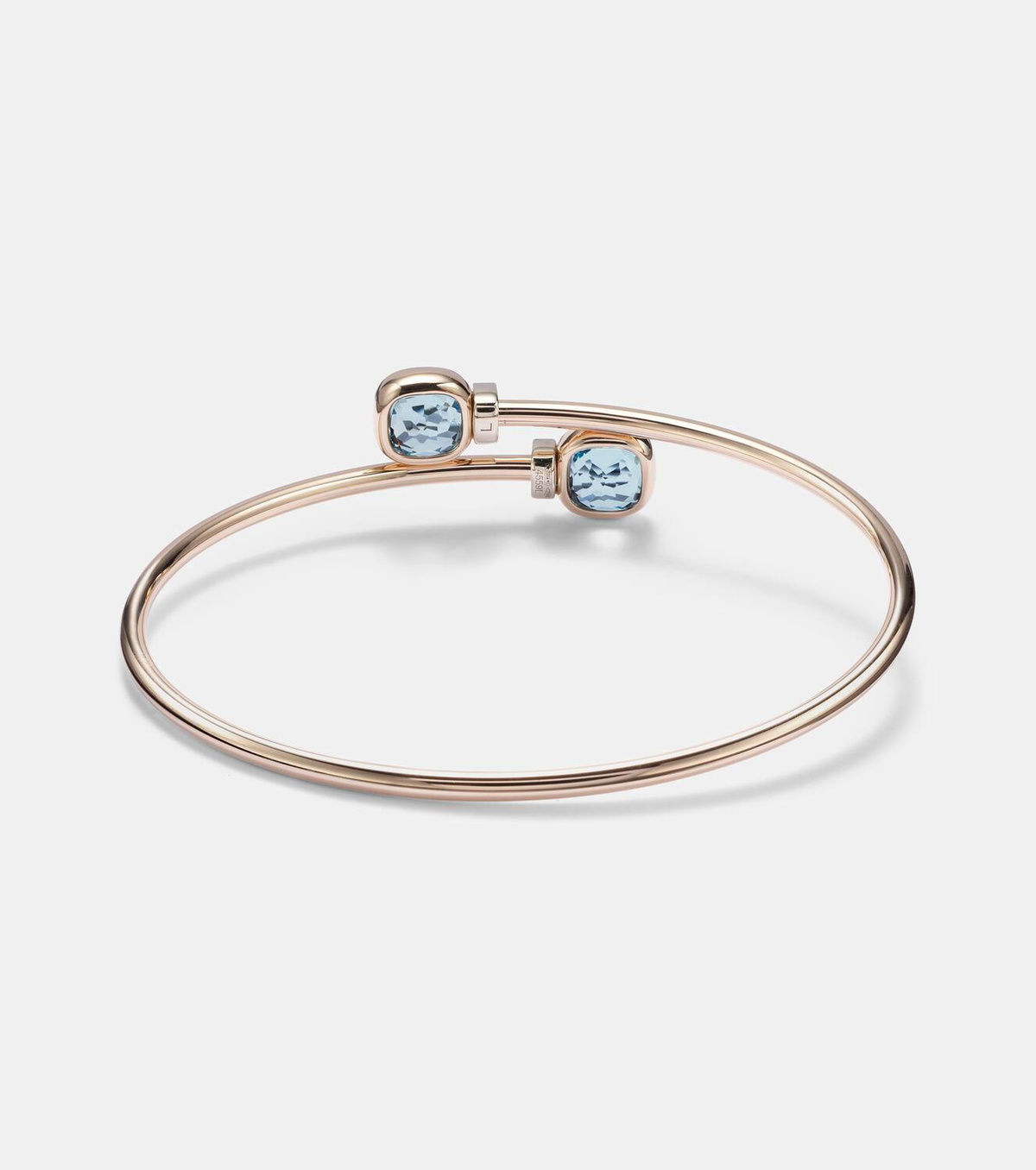 Pomellato Nudo 18kt white gold bangle with diamonds and topaz