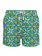 MC2 Saint Barth Man Light Fabric Swim Shorts With Majolica Print