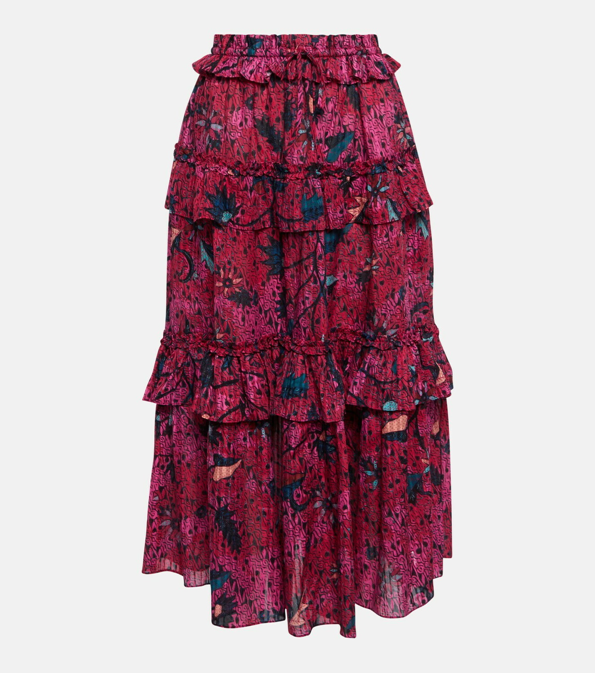 Ulla Johnson Josette tiered cotton-blend midi skirt