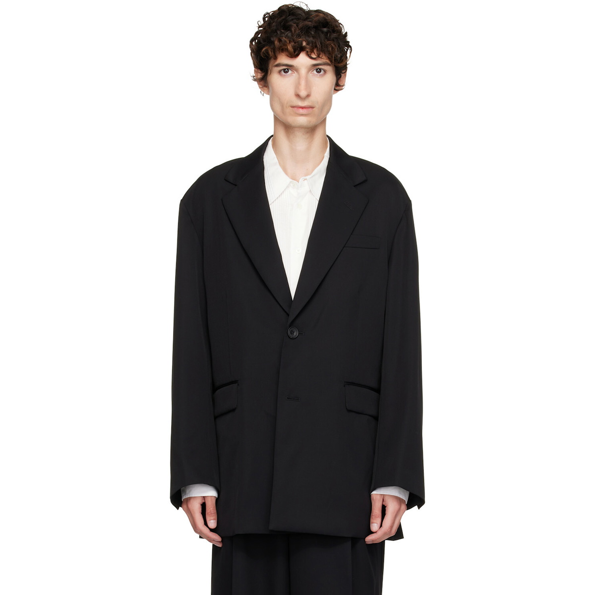 ssstein Black Oversized Single Breasted Long Blazer