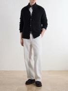 N.PEAL - Shearling-Trimmed Cashmere Cardigan - Gray