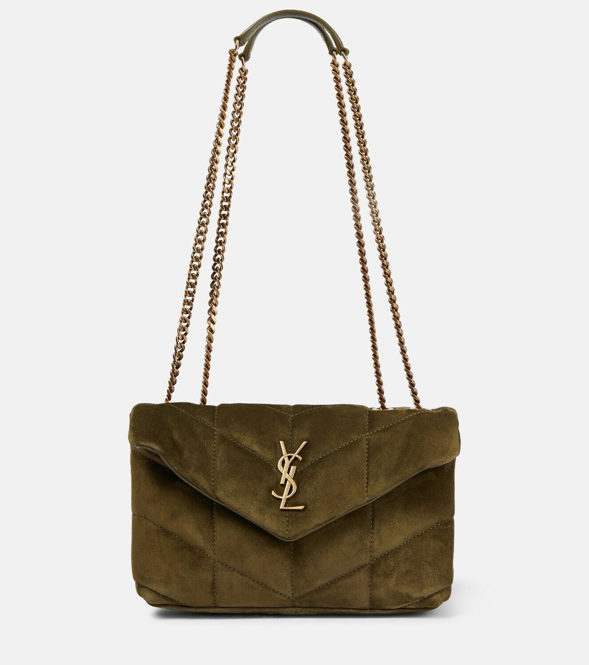 ★TOUT Y EST★ Balloon Suede Chain Shoulder Bag Rattan Musta Saint Laurent Puffer Toy suede shoulder bag Saint Laurent