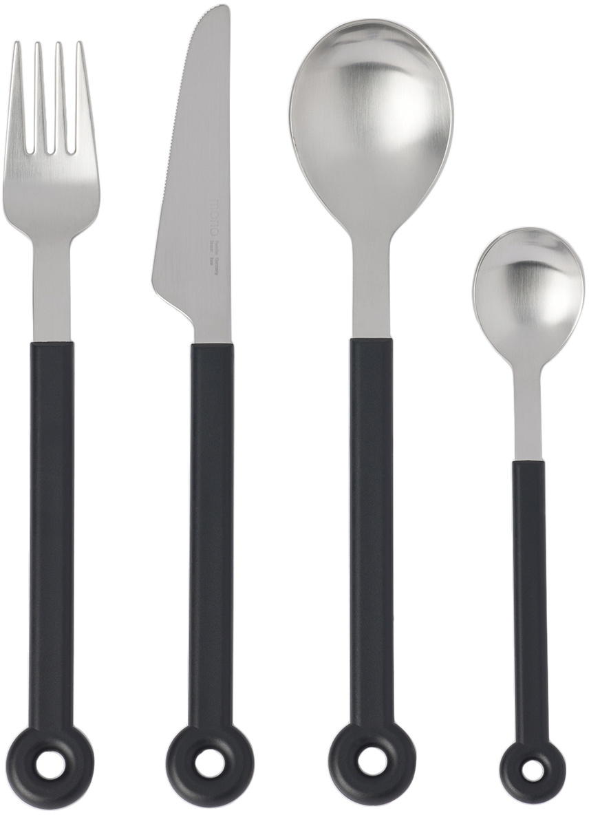 Mono Black & Silver Mono Ring Cutlery Set
