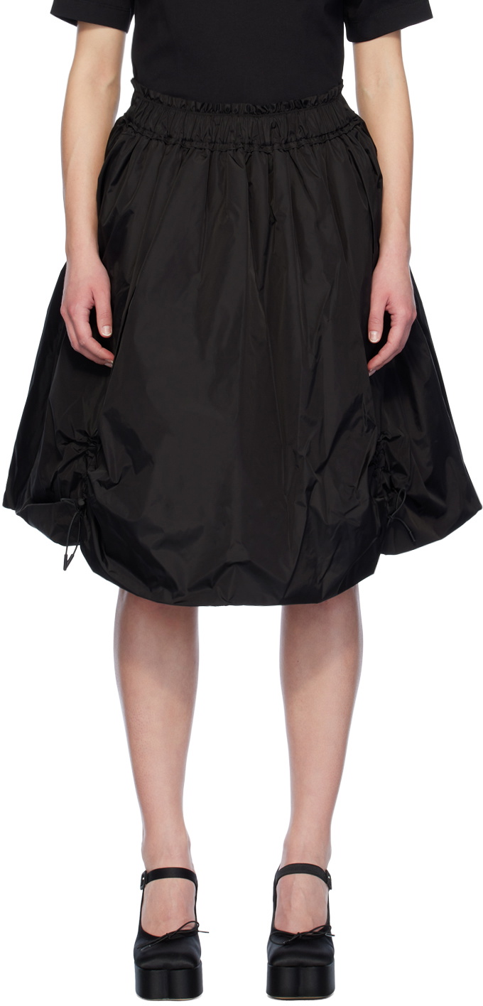 Simone Rocha Black Ruched Midi Skirt Simone Rocha