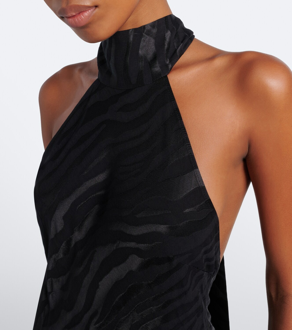 Rixo Maura open-back satin jacquard midi dress
