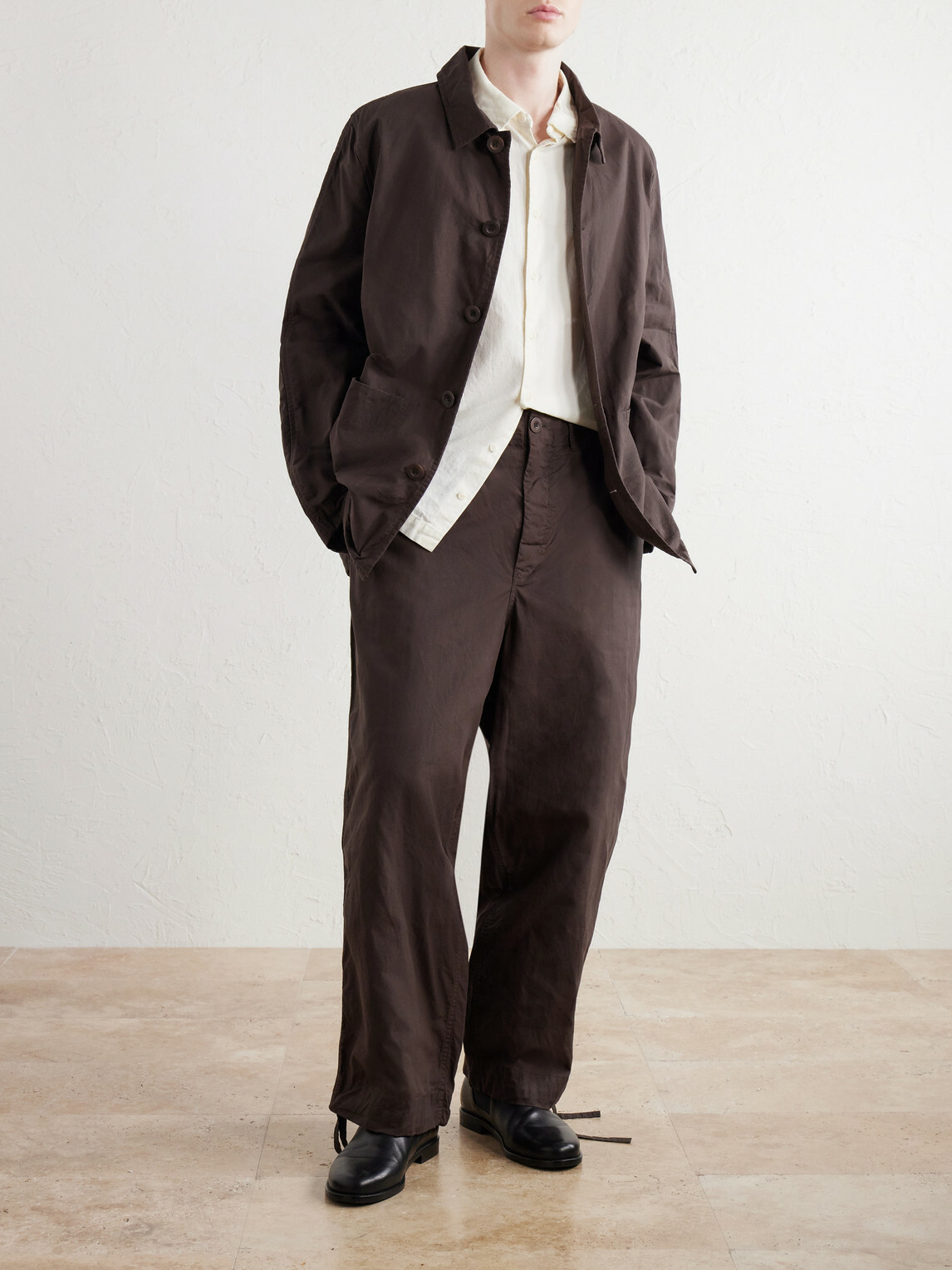 Casey Casey - Abel Wide-Leg Cotton Trousers - Brown