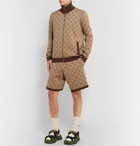 Gucci - Wide-Leg Logo-Jacquard Wool and Cotton-Blend Shorts - Camel