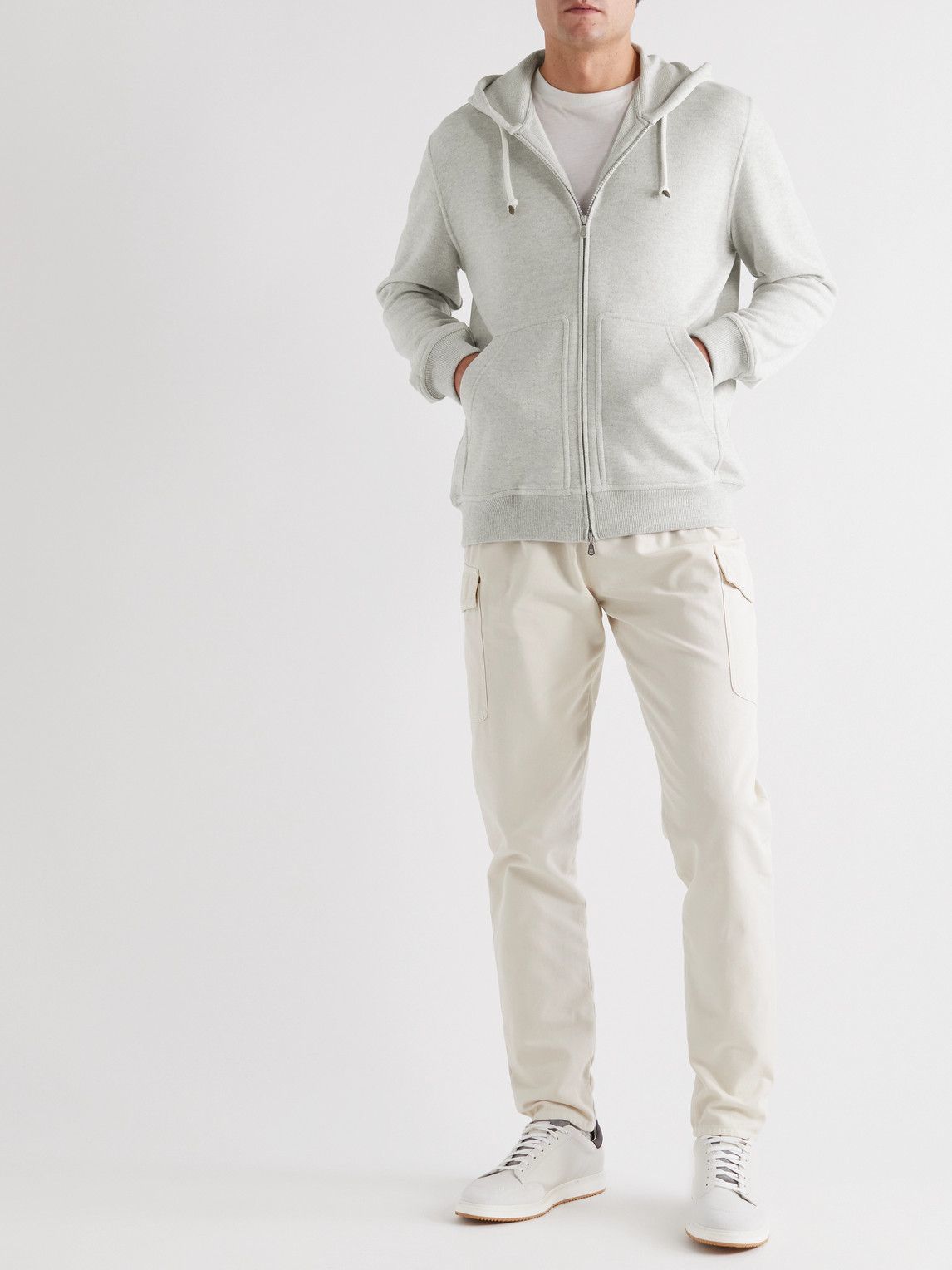 Brunello Cucinelli Cashmere Zip-up Hoodie in Gray for Men