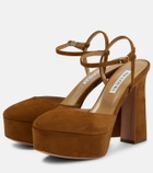 Aquazzura Groove Plateau 120 suede platform pumps