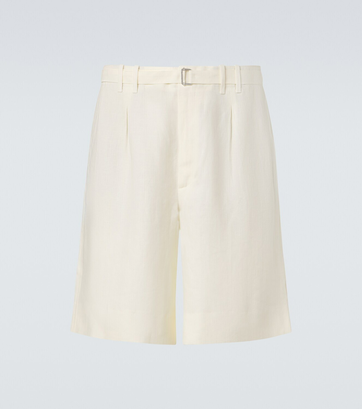 Stòffa Belted linen Bermuda shorts