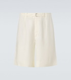 Stòffa Belted linen Bermuda shorts