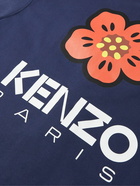 KENZO - Boke Flower Logo-Print Cotton-Blend Jersey Cardigan - Blue