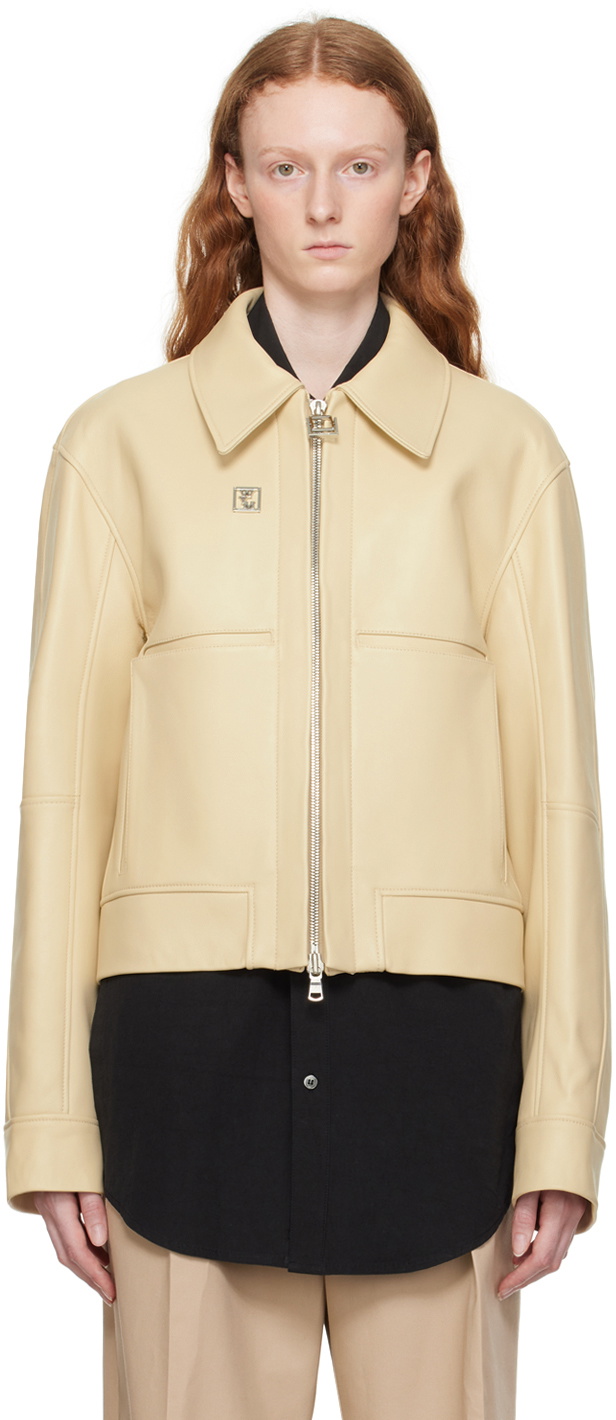 Wooyoungmi Beige Cropped Leather Jacket