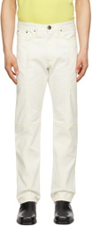 Steven Passaro White Contrast Stitched Jeans