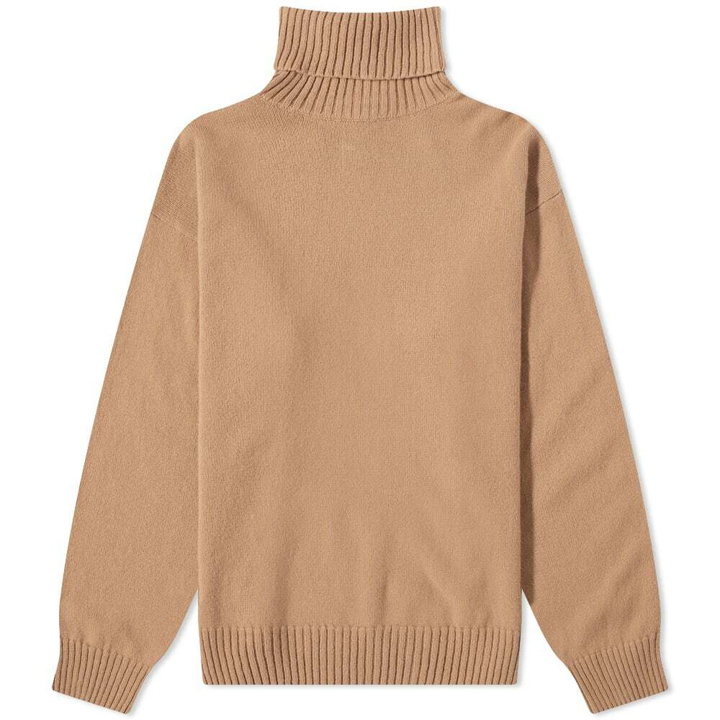 Photo: A.P.C. Men's Marc Chunky Roll Neck Knit in Camel