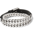 Gucci - Leather and Burnished Sterling Silver Wrap Bracelet - Silver