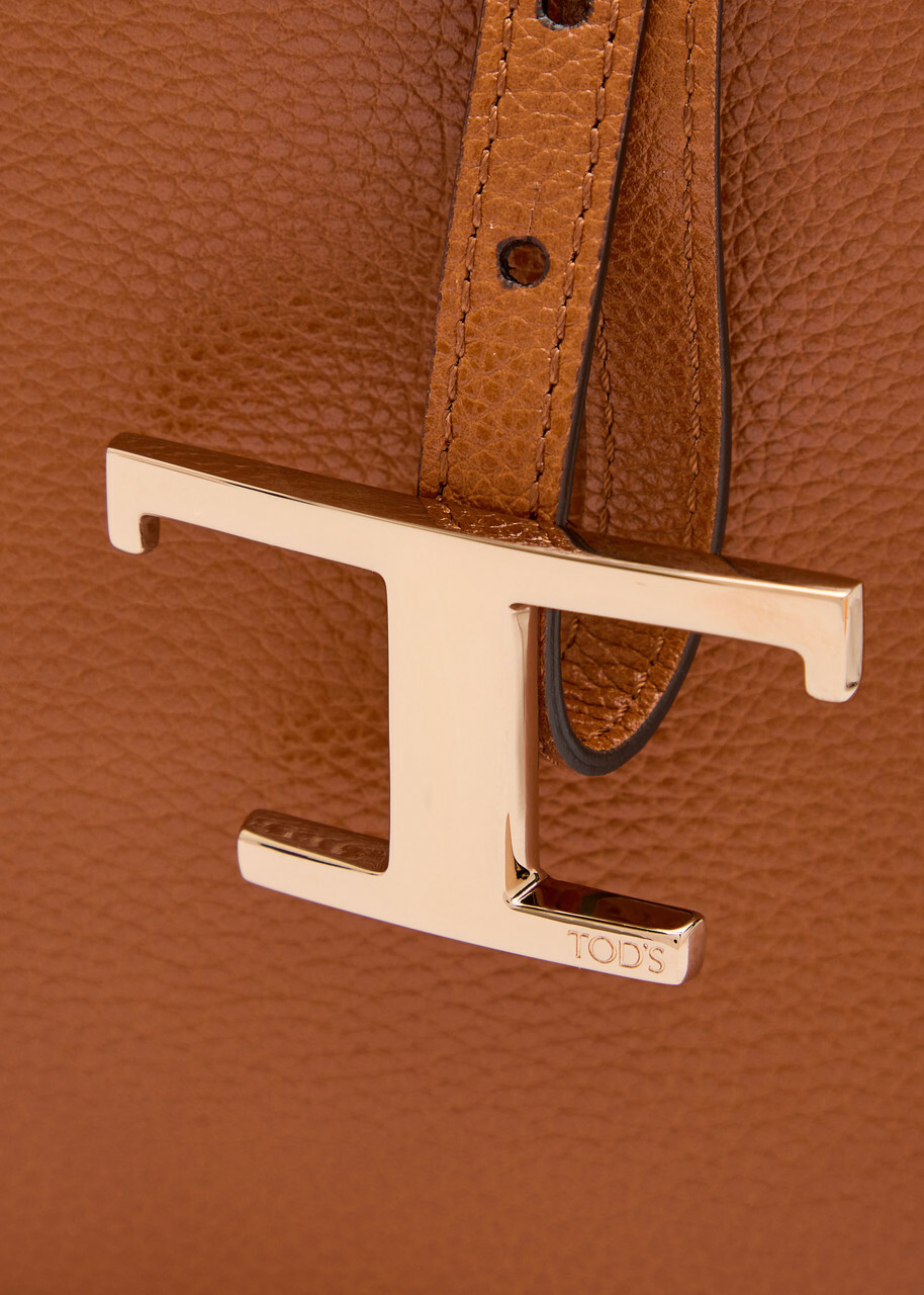 Tods T-plaque Grained Leather top Handle bag - Tan - One Size