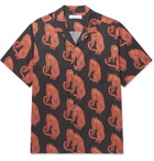 Desmond & Dempsey - Cuban Camp-Collar Printed Cotton Pyjama Shirt - Orange