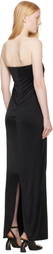 Ferragamo Black Sleeveless Gathered Maxi Dress